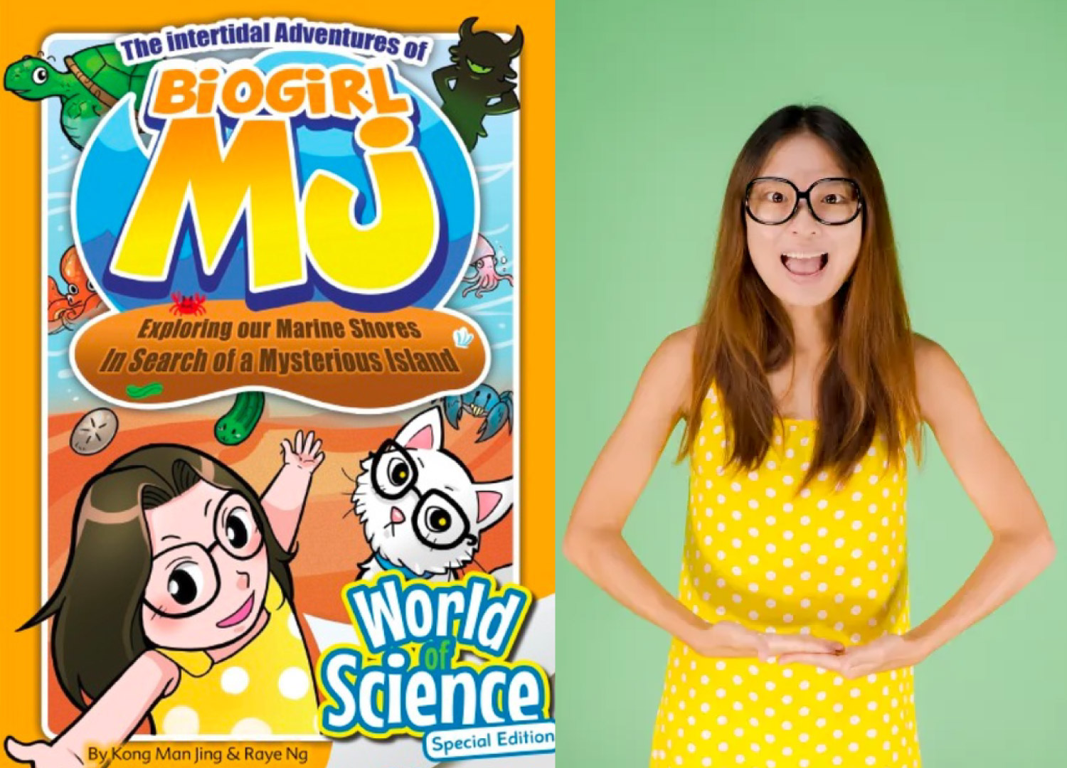 Biogirl MJ hams it up for the camera as she covers subjects such as the climate and wildlife from a Singaporean perspective.PHOTOS: WORLD SCIENTIFIC EDUCATION, JUST KEEP THINKING