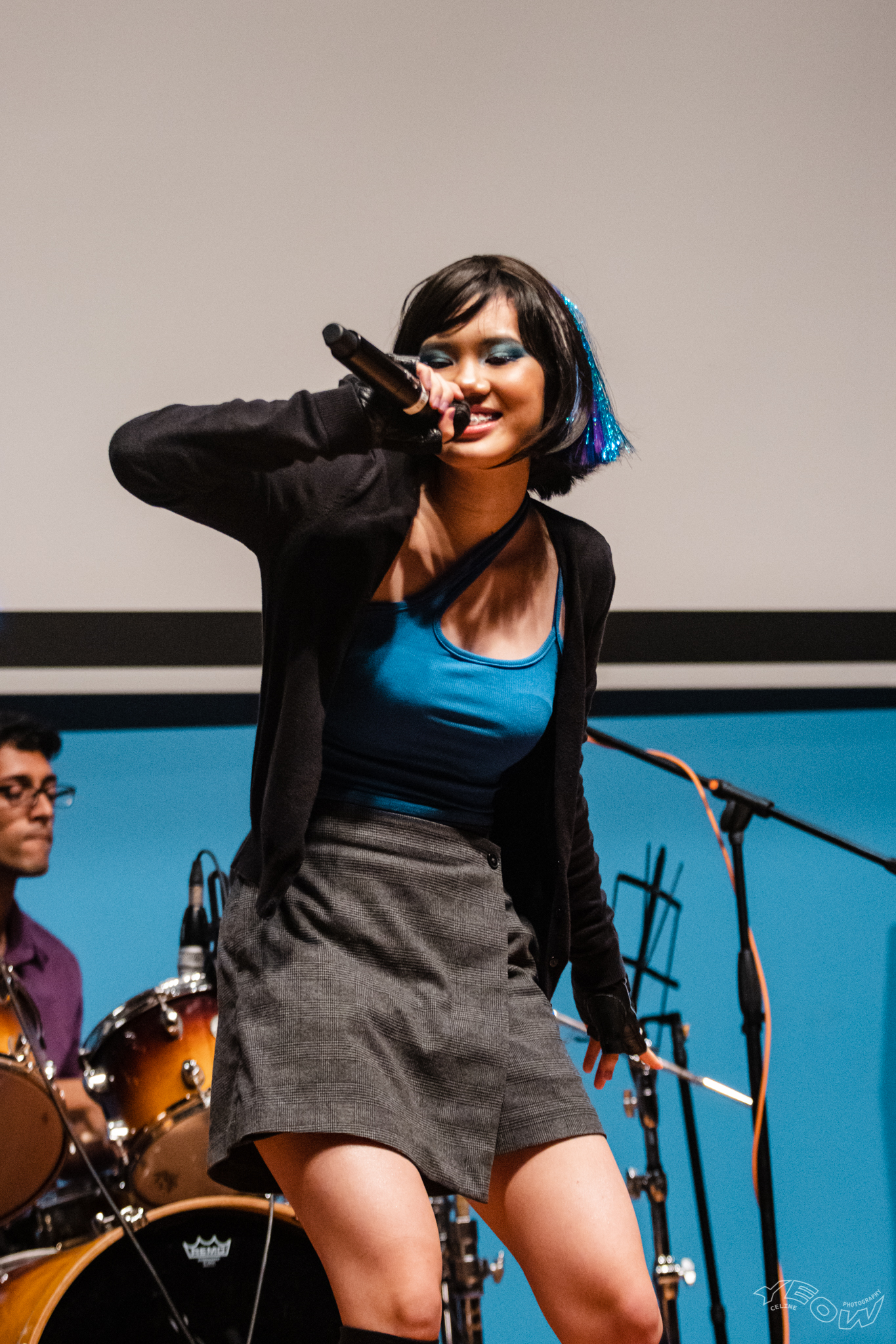 Performing in NUS CAC Amplified’s Amplitube 2022 with her band, Radioactive Yesterday. Credit: Celine Yeow