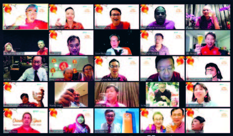 Guests engaged in an online toast to mark the end of the first virtual CNY Appreciation Dinner 2021.