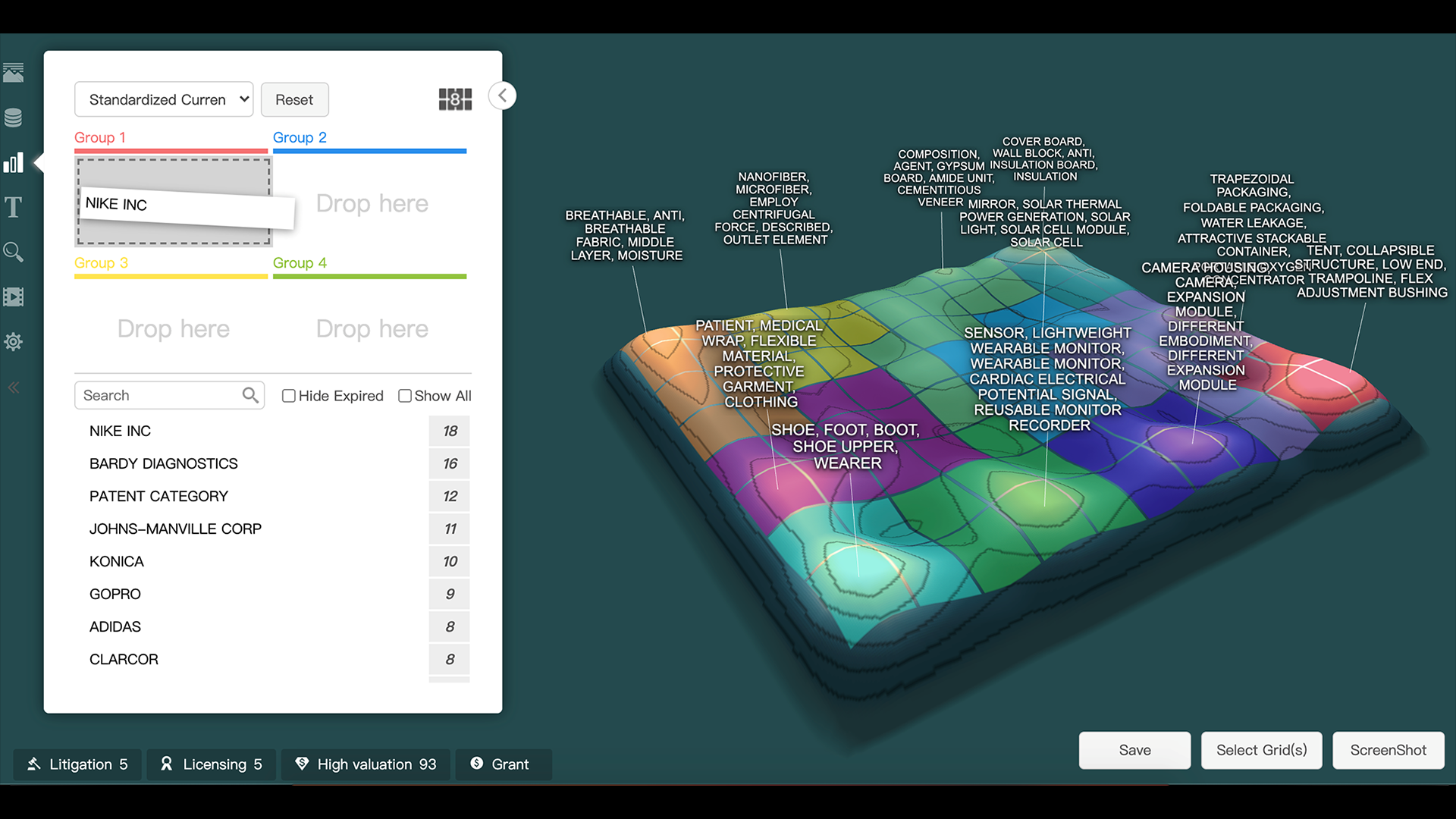 Tech firm PatSnap is also reportedly considering a public listing. It provides data and analytics on intellectual property to corporate customers. PatSnap's user interface is pictured here.