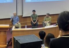 PROFESSOR PETER SINGER'S LECTURE Q&A | (From left) Professor Peter Singer, Dr Joel Chow and Assistant Professor Martin Mattsson